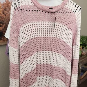 Forever 21 Mauve and Cream Knit Top